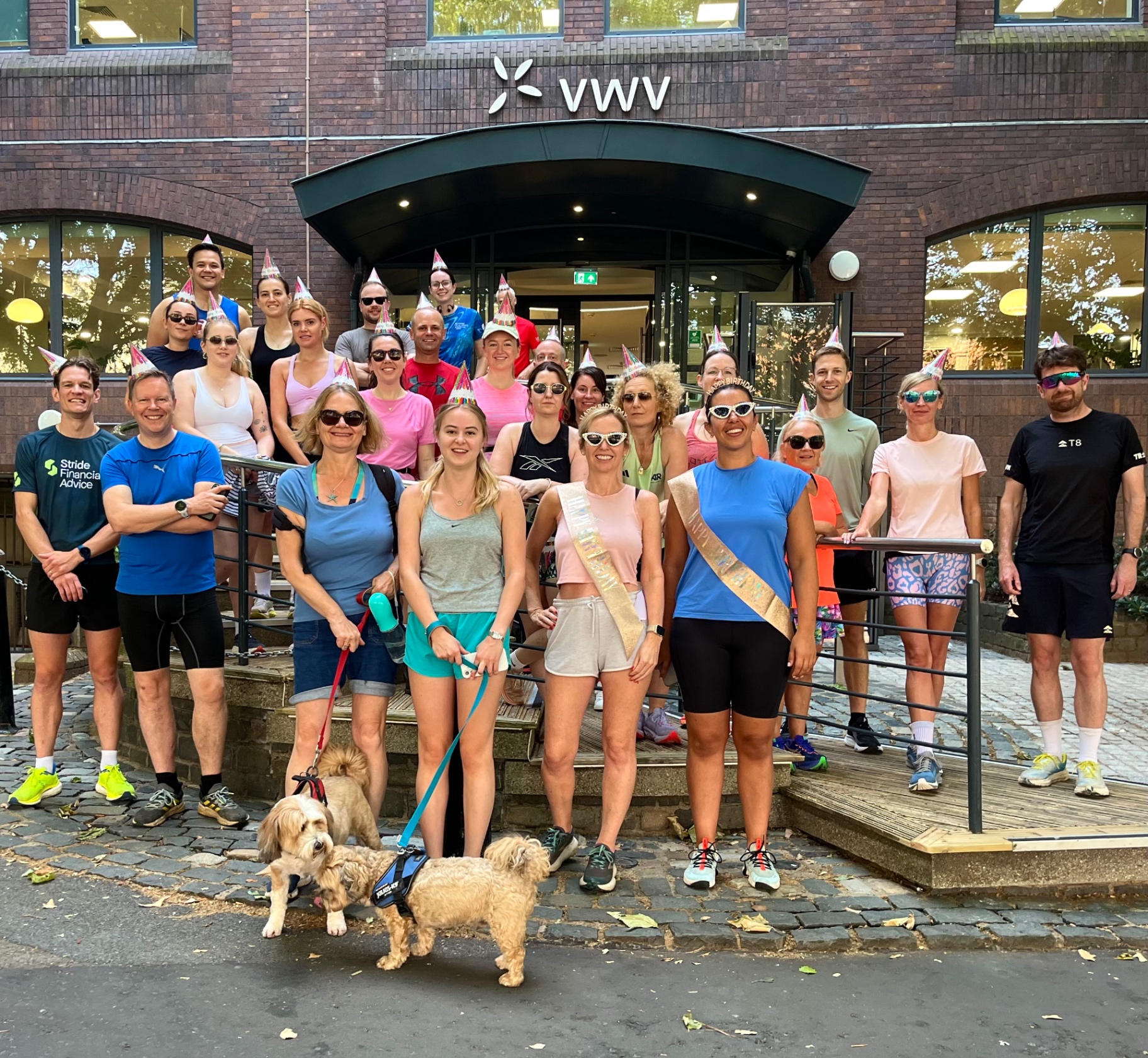 Harbour Run Club birthday celebration outside a law firm